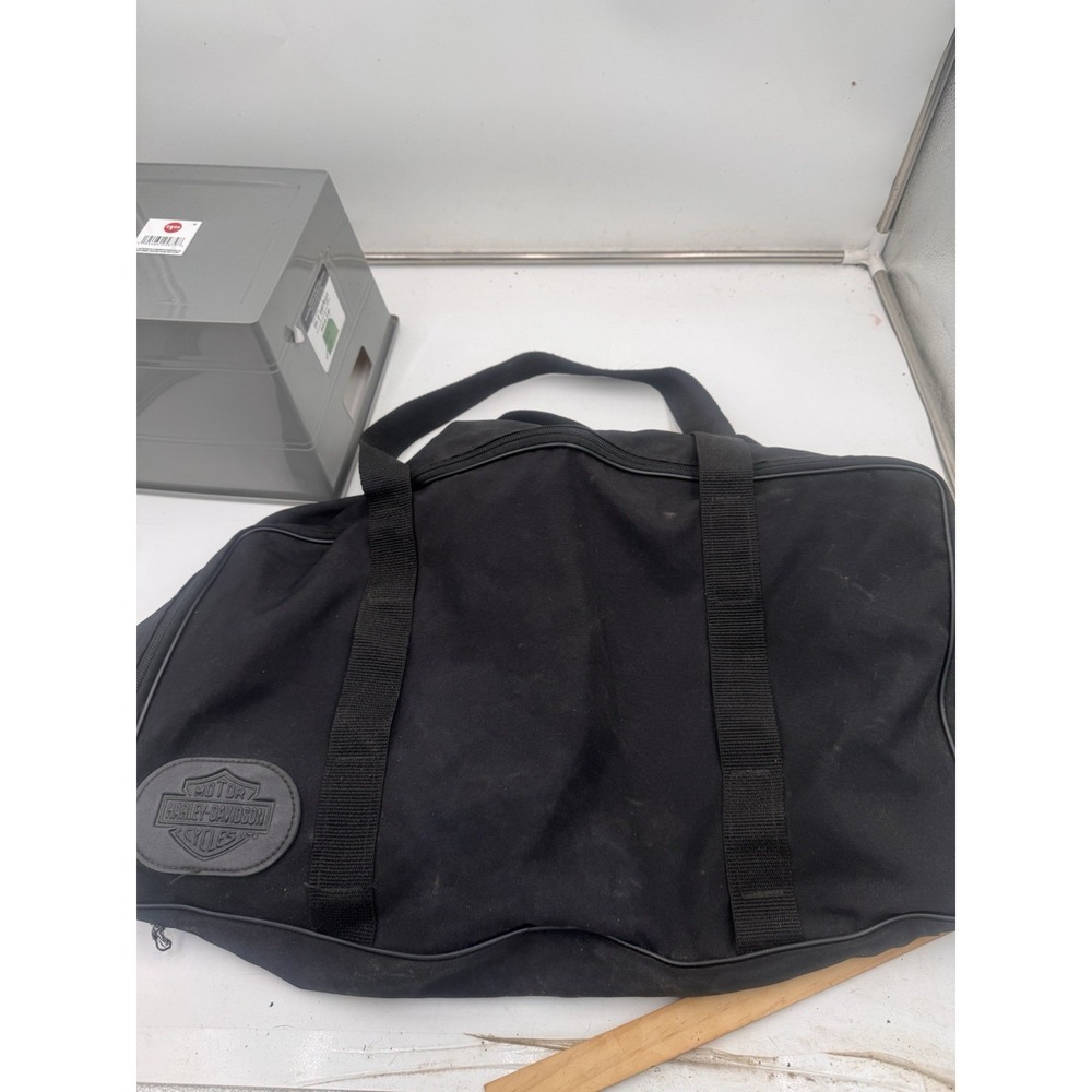 Harley Davidson Black Canvas Zippered Handled Duffel Carrying Travel Bag 22 x 12